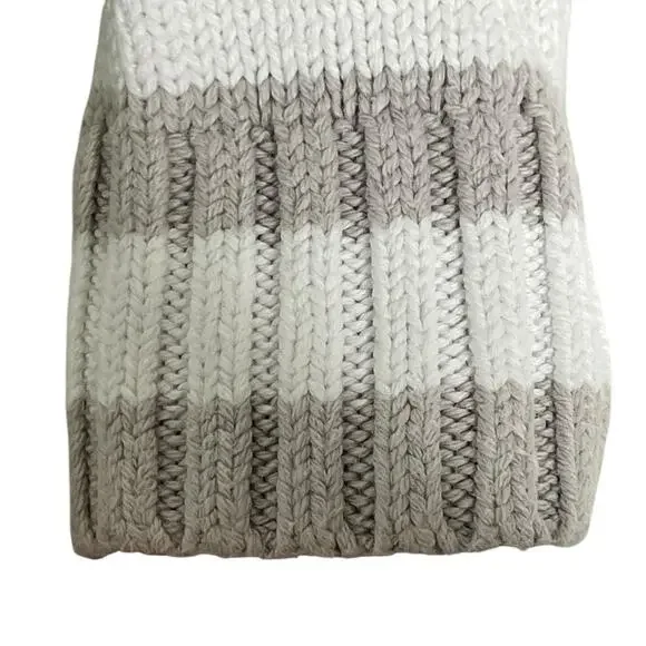 Vintage J. Crew Always Sweater Size S Roll Neck 100% Cotton Gray White Stripe - Picture 4 of 8